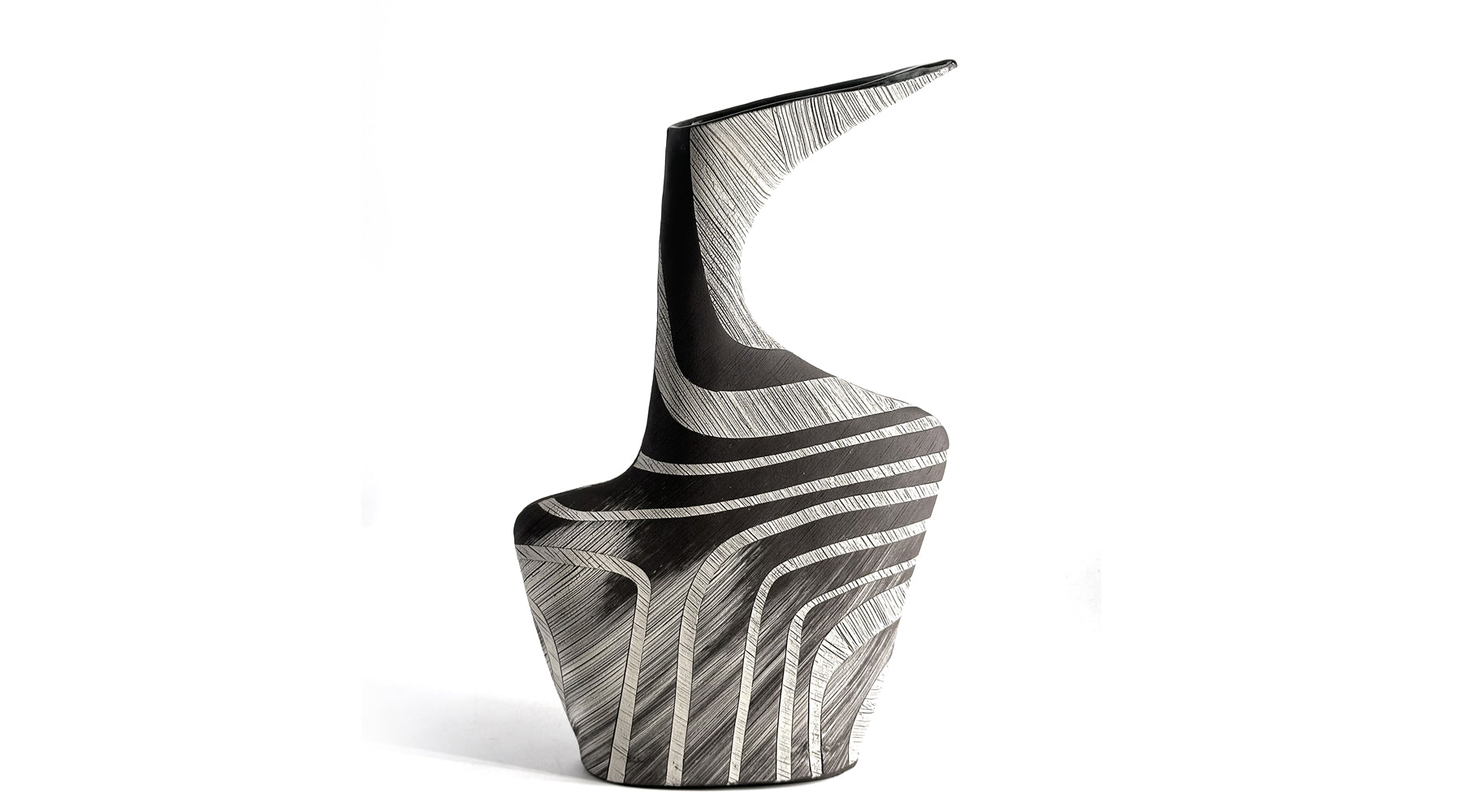 Black and white modern vase on a white background